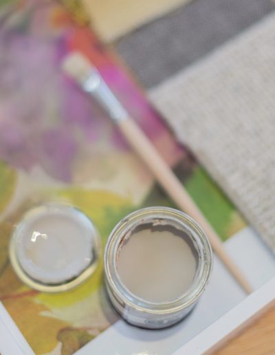 paint and textile samples during a personal brand photography shoot in surrey