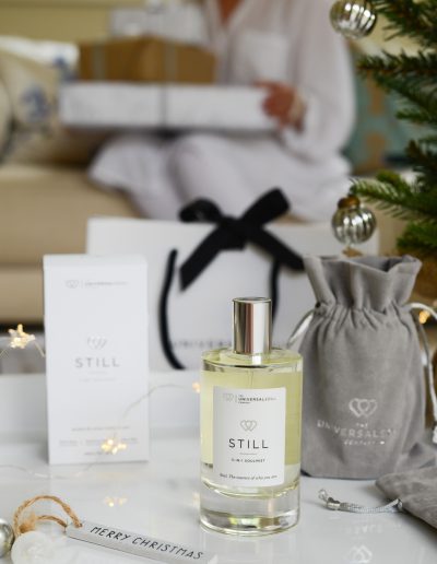 scented room spray on a christmas set during a product photography shoot in guildford
