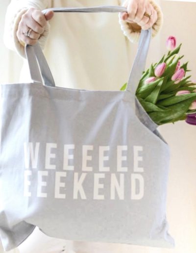 a weekend tote with flowers