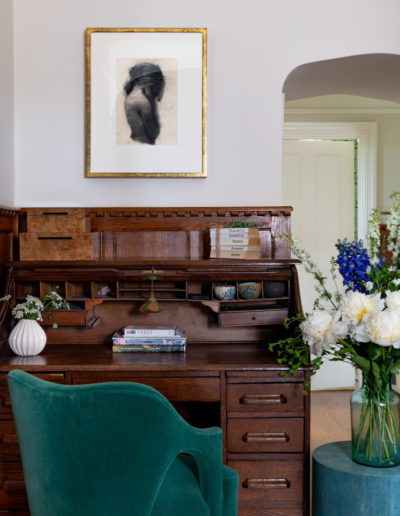 a vintage bureau styled for an interior photography shoot in guildford