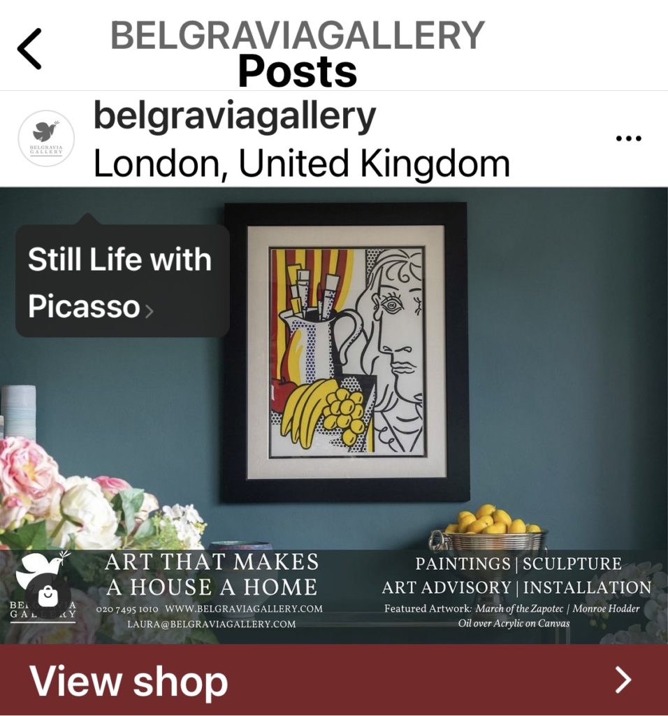 belgravia gallery instagram image featuring product photography by surrey social stock photography