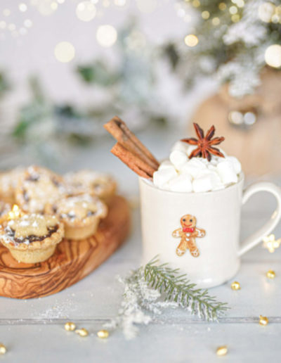 a christmas mug of hot chocolate by surrey social stock photography
