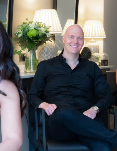 three hair dressers pose for a picture during a personal brand photography shoot